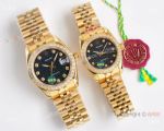 Swiss Quality All Gold Replica 28mm/36mm Rolex Datejust Citizen Watch Black Micro Dial